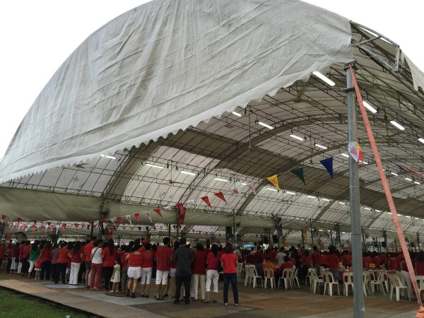 LHS Event Tent Roof with Crowd Gathering